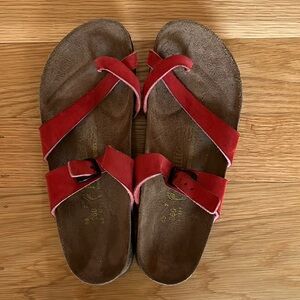 Birkenstock Papillio Mayari Sandals, womens 40 L9 M7 Red Strapy Thomg Boho